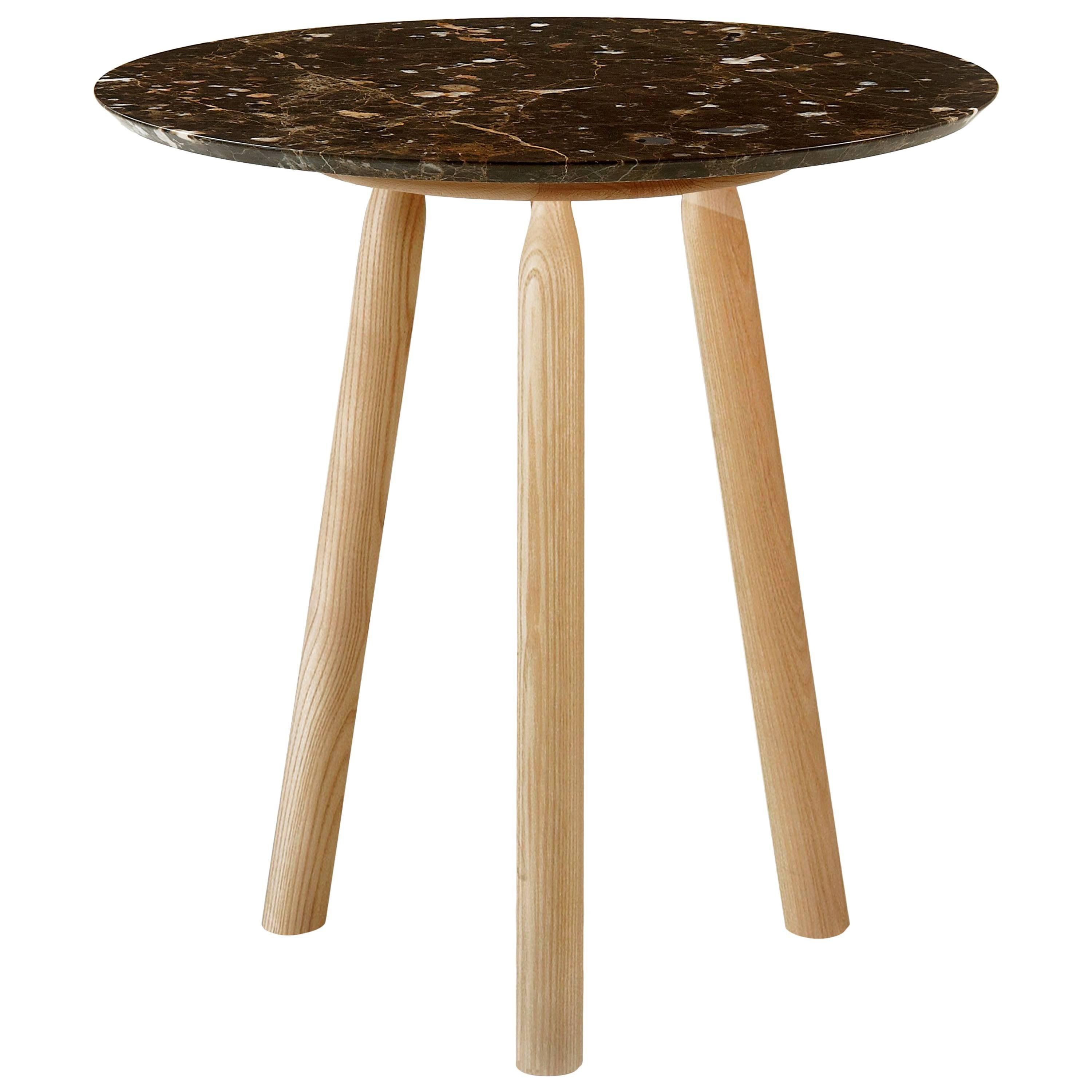 Ninna Round Table by Carlo Contin with Ash Wood and Marble Top For Sale