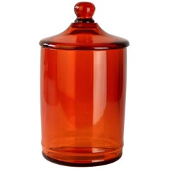 Retro Amber Glass Apothecary Jar or Urn with Lid Murano Attributed to Cenedese, Italy