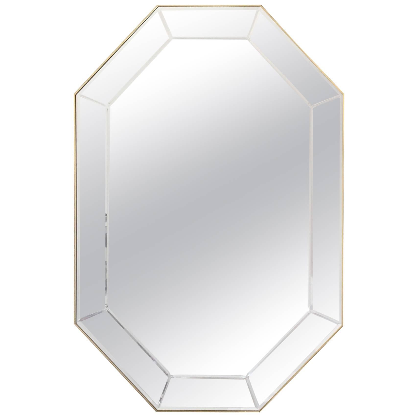 LaBarge Octagonal Mirror in Brass Frame