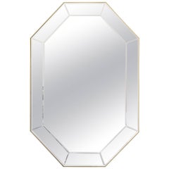 LaBarge Octagonal Mirror in Brass Frame