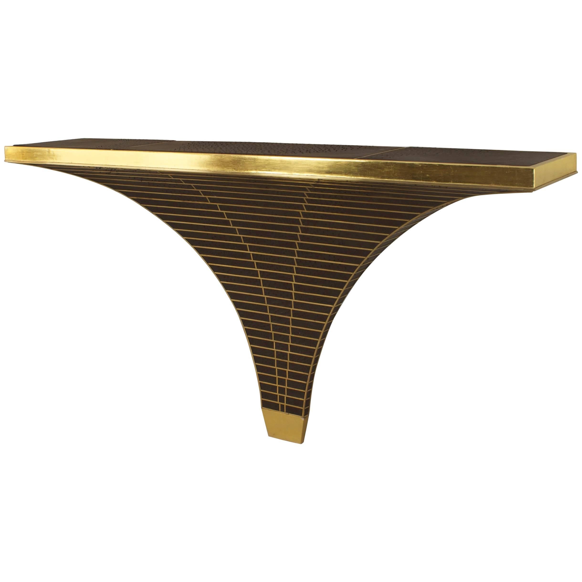 American Postwar Design ‘Modern’ Brass Trimmed Console Table