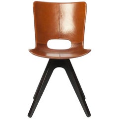 AKMD Leather Saddle Side Chair