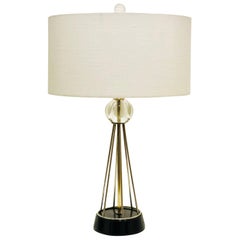 American Mid-Century Modern Atomic Age Brass and Glass Lamp