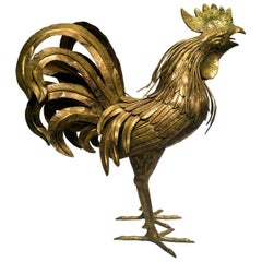 MAISON JANSEN French Golden Metal Cock, circa 1950, Rare