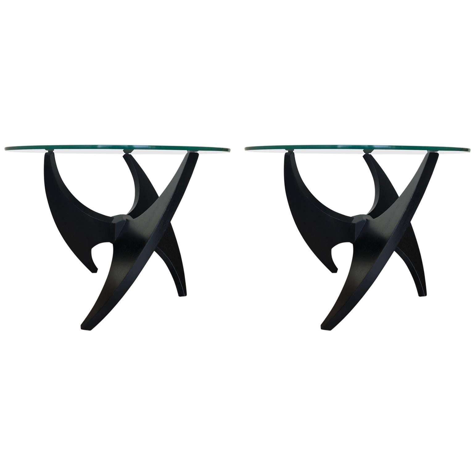 Pair of Mid-Century Modern Propeller Side Tables For Sale