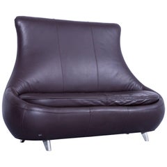 Bretz Jeanie Designer Sofa Chocolate Brown Leather Two-Seat Made in Germany