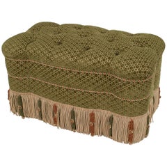 French Victorian Style Green Velvet Ottoman