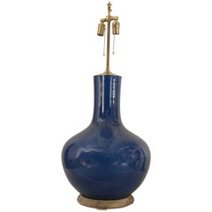Asian Chinese Style '20th Century' Large Blue Porcelain Bulbous Vase
