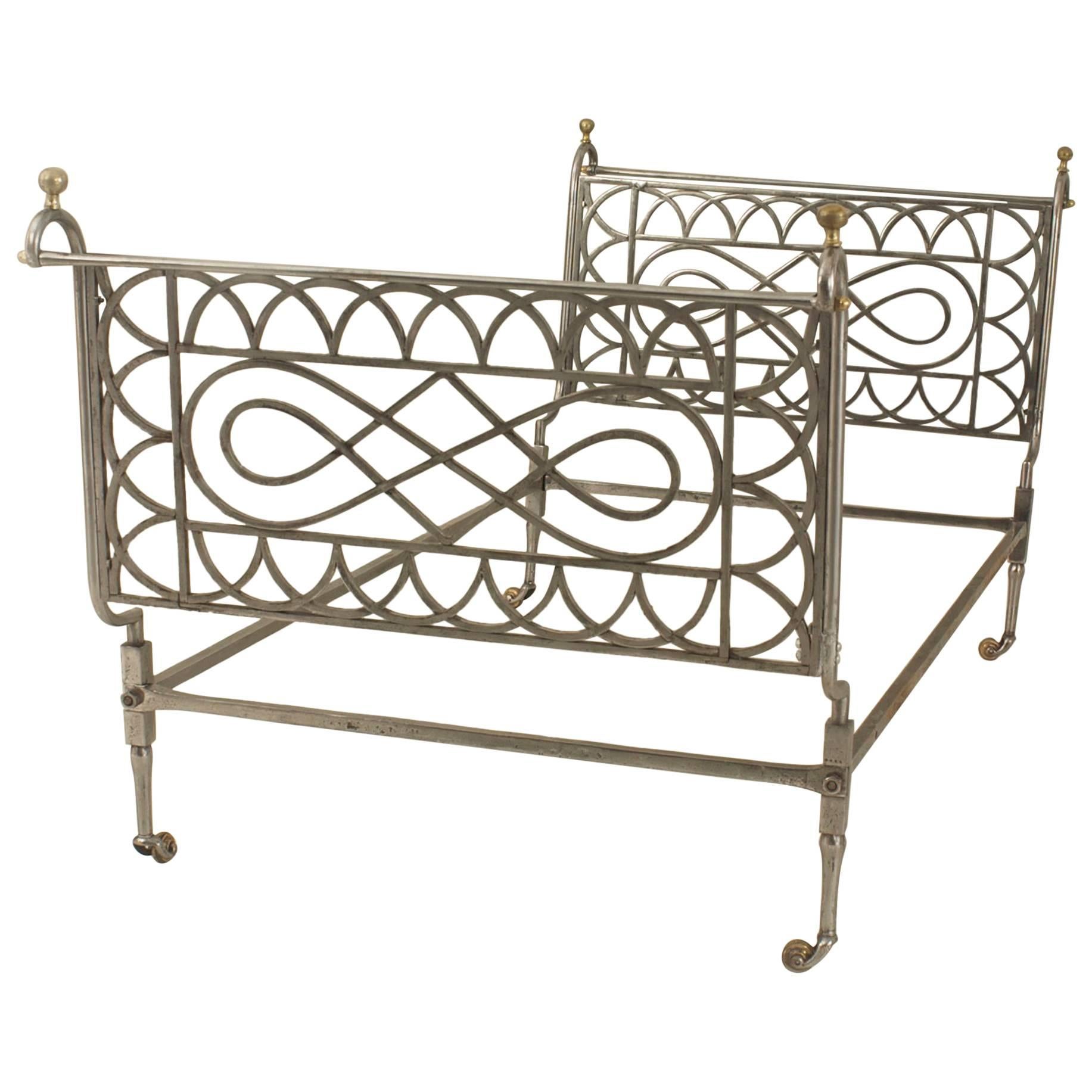 French Empire Style Steel and Brass Daybed For Sale