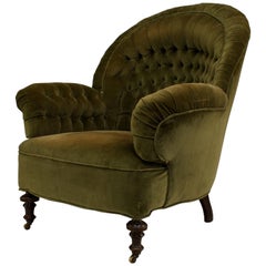 English Victorian "Turkish" Style Round Back Easy Chair