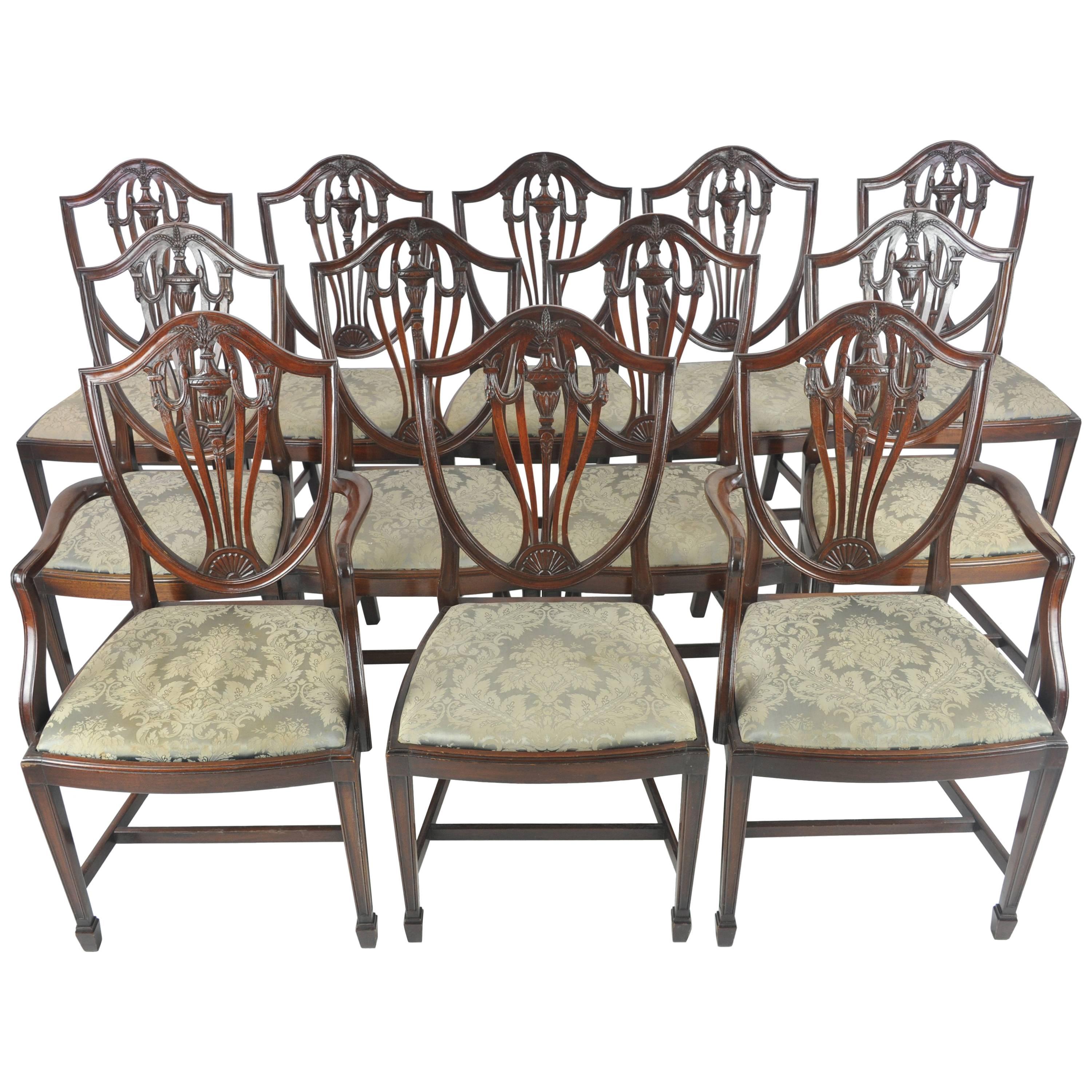 10 Dining Chairs, Antique Dining Chairs, Hepplewhite, Mahogany, B1071 REDUCED!!!