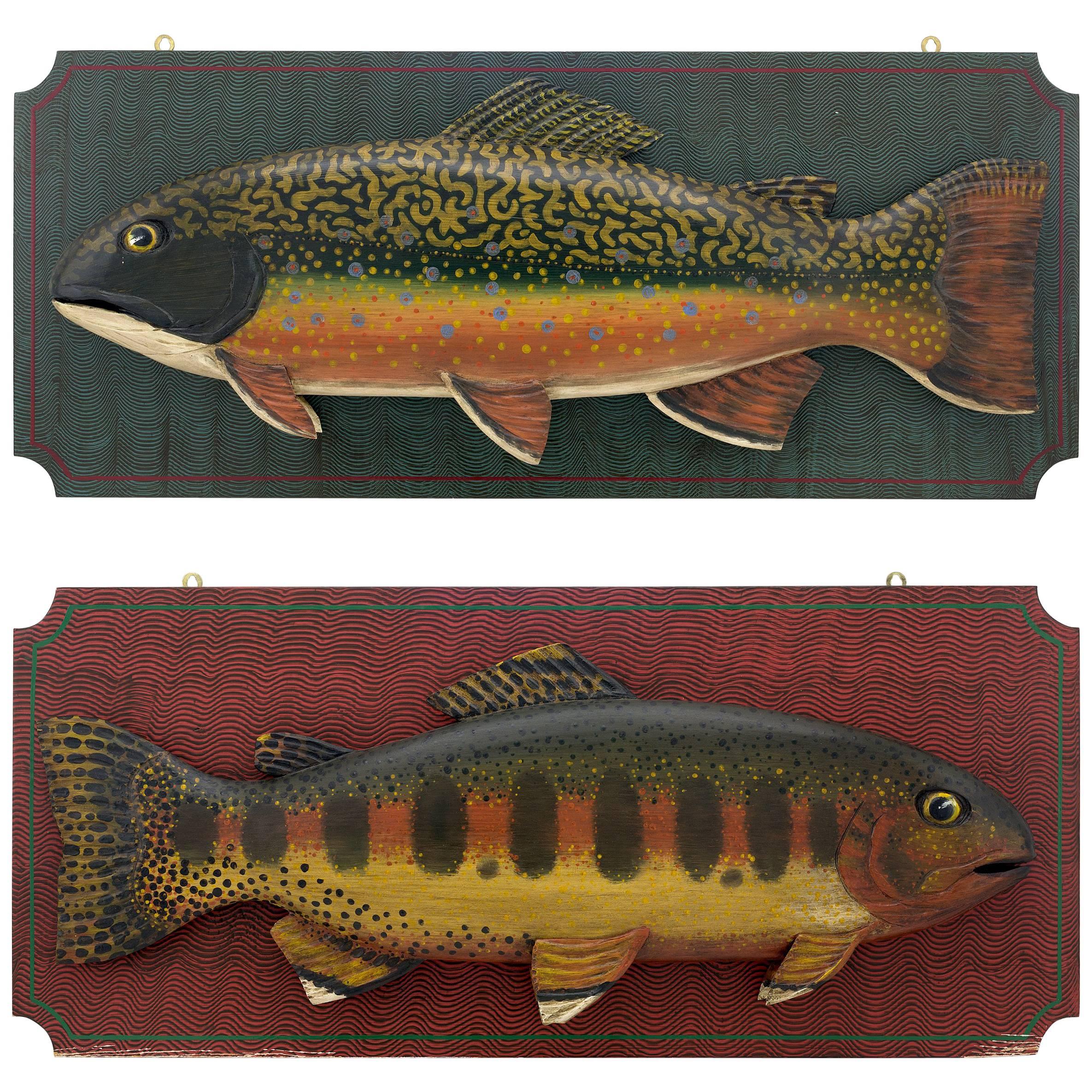 Pair of Colorful Fish Plaques