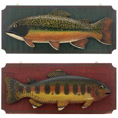Vintage Pair of Colorful Fish Plaques
