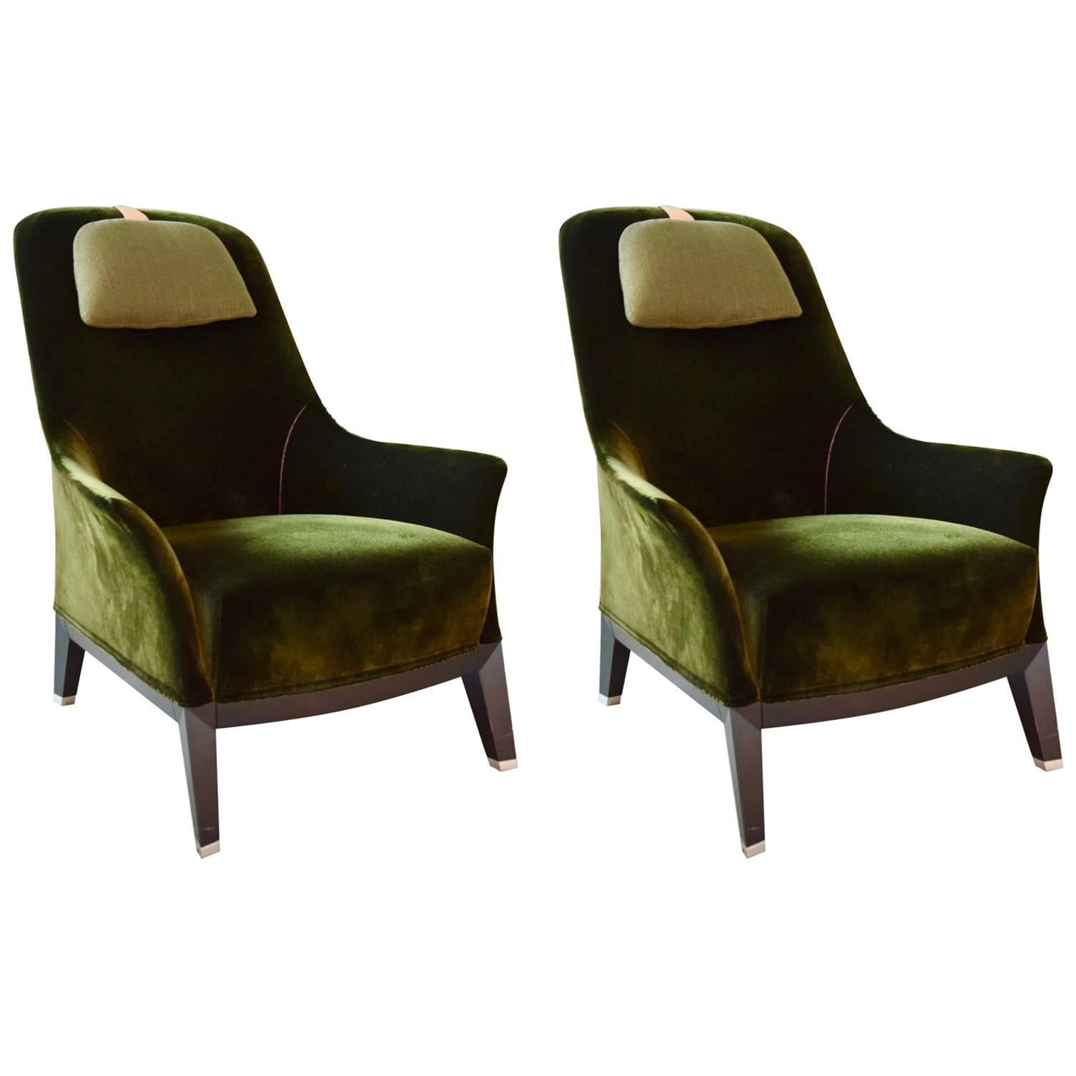 Pair of Normal Wing Chairs by Massimo Scolari for Giorgetti
