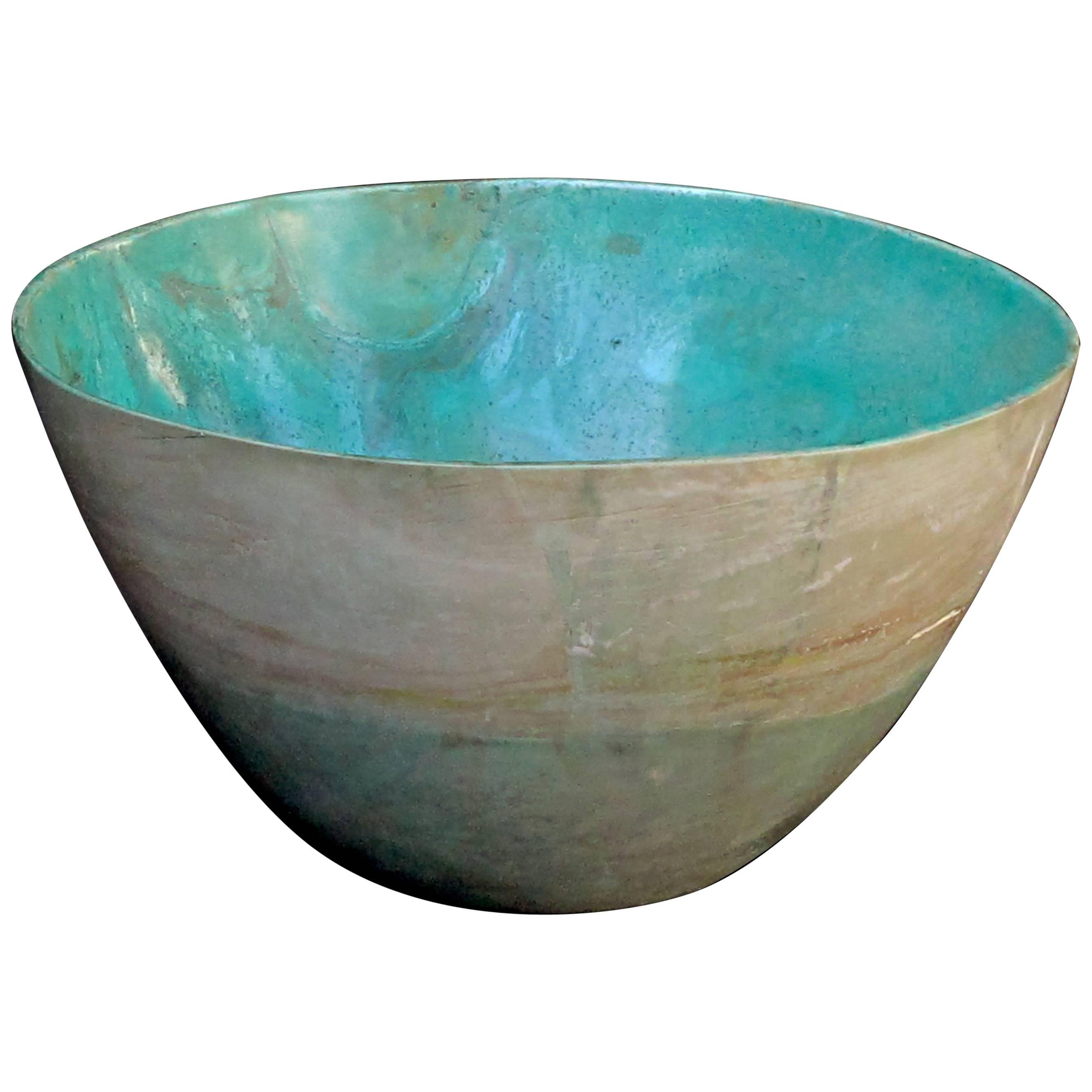 Massive and Rare Bowl of Carved Chrysocolla
