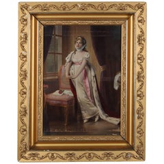 Antique Oil on Board Painting of Queen Louise Signed Lokmann, circa 1880