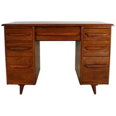 Vintage Small Walnut Writing Desk in the Manner of Carl Bissman