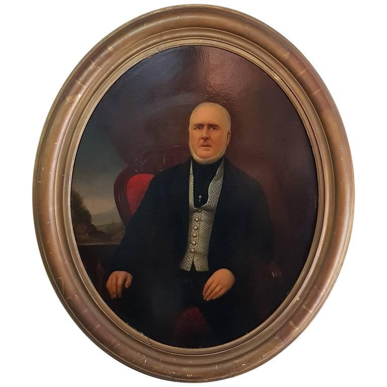 19th Century German Oval Shaped Portrait By P.A. Balmakers (1831-1903) For Sale