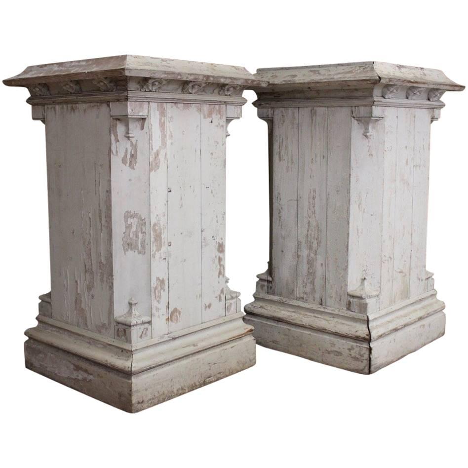 Very Large Pair of 19th Century English Country House Painted Wooden Plinths For Sale