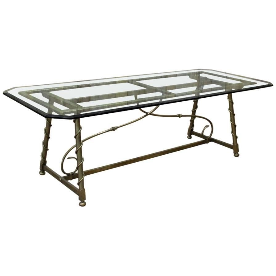 1940s French Dining Table in Brass For Sale