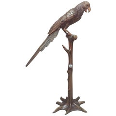 French Art Deco Bronze Parrot on a Tree, circa 1920