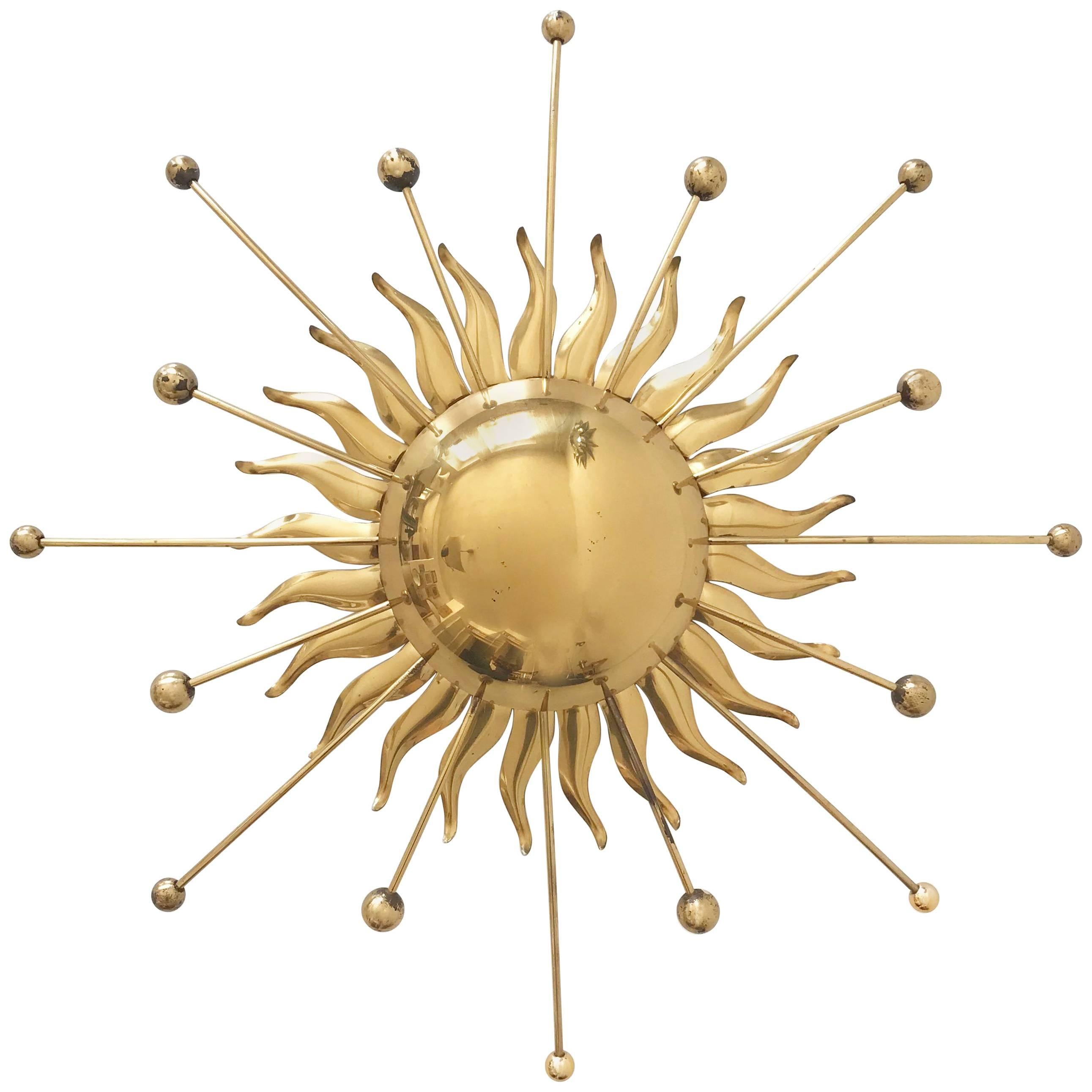 Sputnik Atomic Brass Wall Lamp or Sconce Sunburst, 1960s, Germany