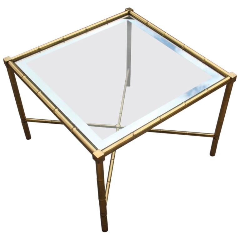 Coffee Table in Solid Brass and glass Italian Design 1970s  For Sale