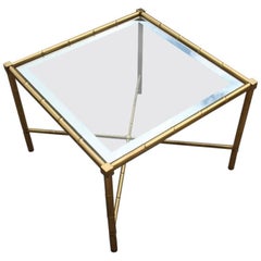 Vintage Coffee Table in Solid Brass and glass Italian Design 1970s 