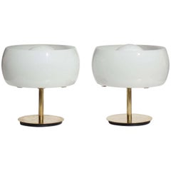 Erse by Vico Magistretti Artemide 1960s Italian Design Brass Pair of Table Lamps