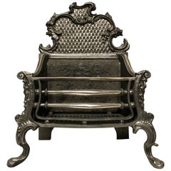 Antique 20th Century Georgian Style Cast Iron Rococo Fire Basket Grate