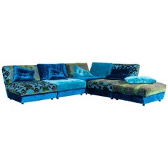 Bretz Napali Designer Ecksofa Blau Türkis Velours Stoff Modern Couch