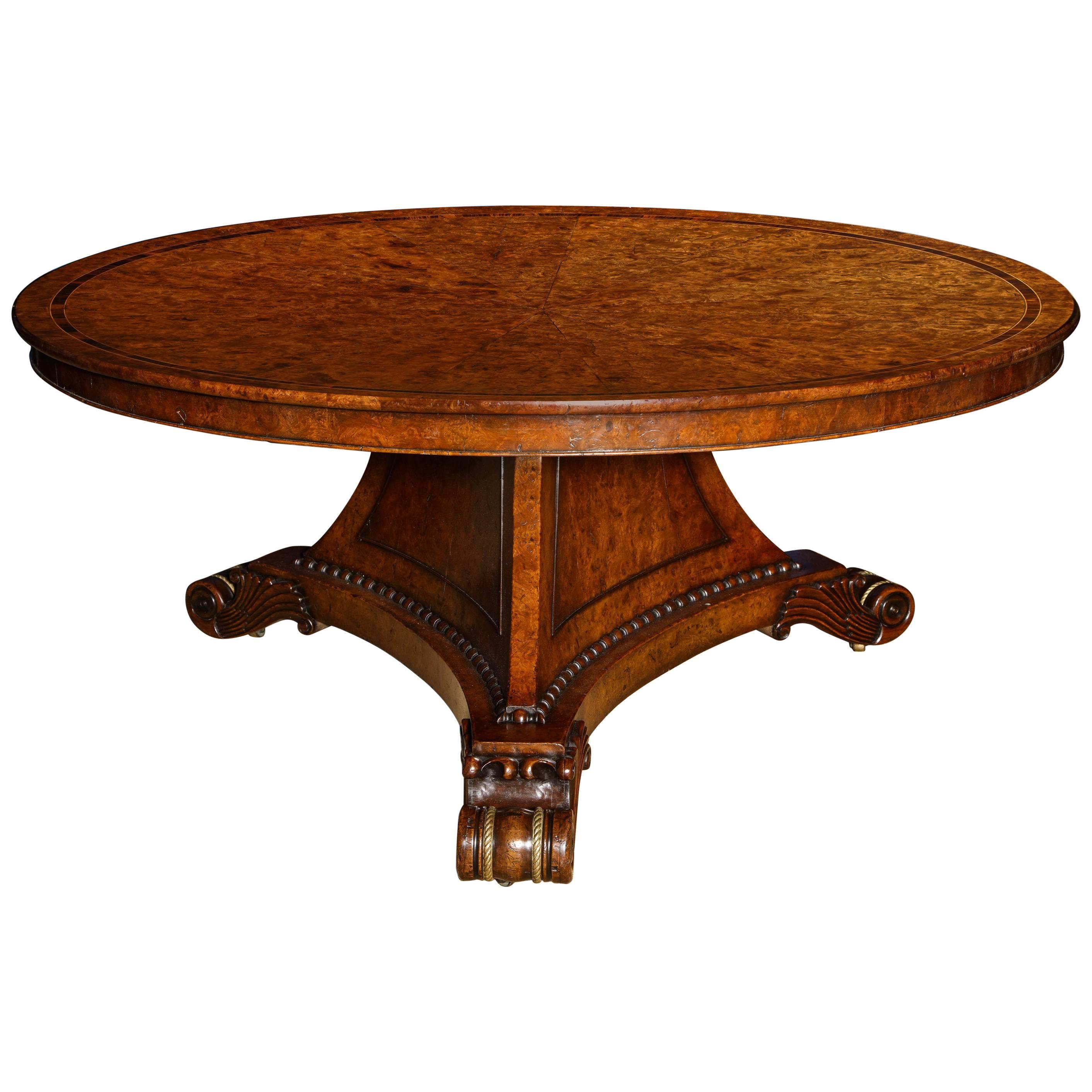 Large Regency Pollard Elm Circular Center Table, English, circa 1820 In Stock For Sale