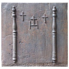 Antique French 'Pillars with Crosses' Fireback, 18th Century 