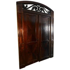 Antique Walnut double Door , original frame and iron, '700 Italy