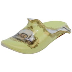 Antique Topographical Meissen Porcelain Shoe with Dresden Palace & Gardens Scene