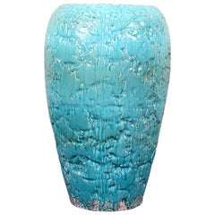 Large Contemporary Turquoise Glazed Pottery Vase