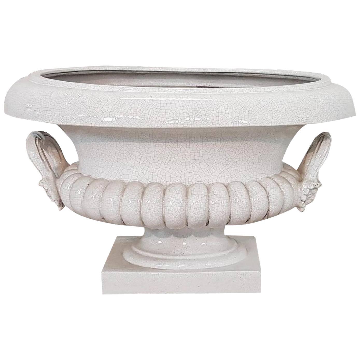 20th Century Italian Neoclassic Style White Ceramic Vase, 1950s