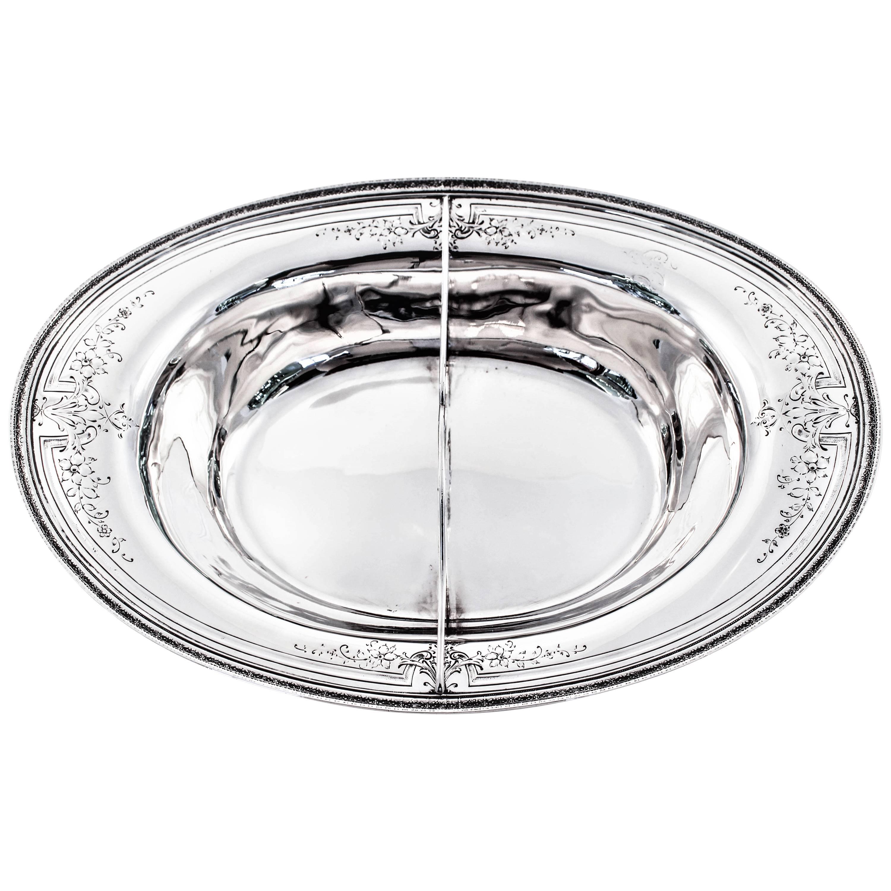 Oval Dish with Divider For Sale