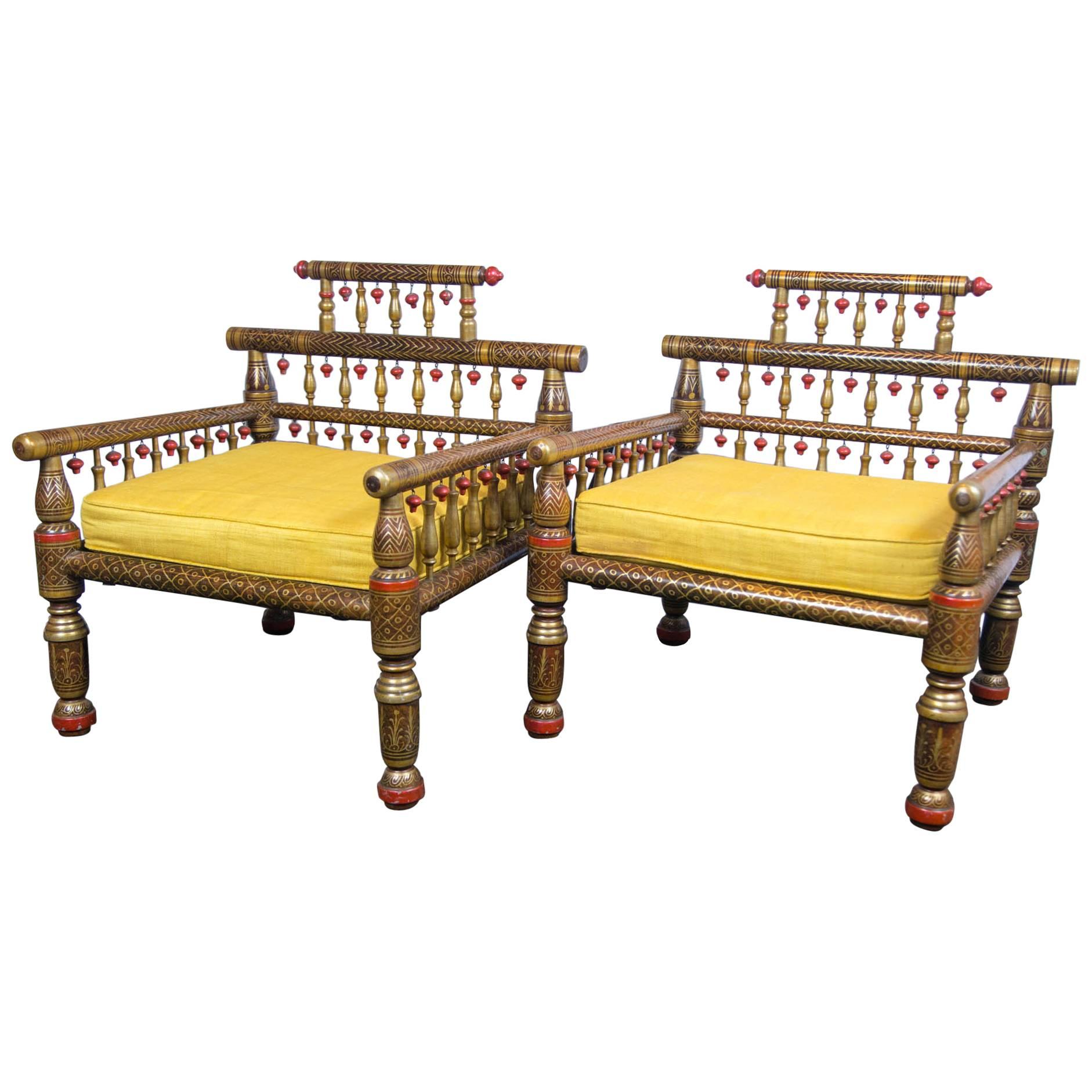 Pair of Anglo-Indian Style Decorative Armchairs
