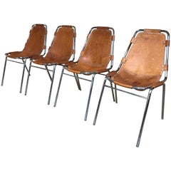 Vintage Les Arcs Chairs Chosen by Charlotte Perriand, 1960s, Set of Four