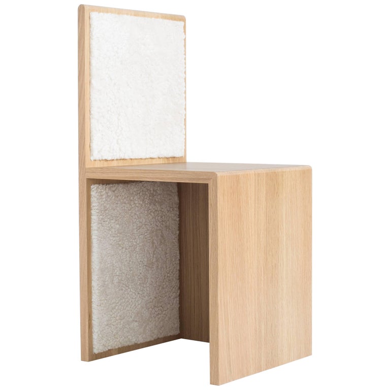 Contemporary Geometric Oak Chair with Shearling Marfa Chair by Ben