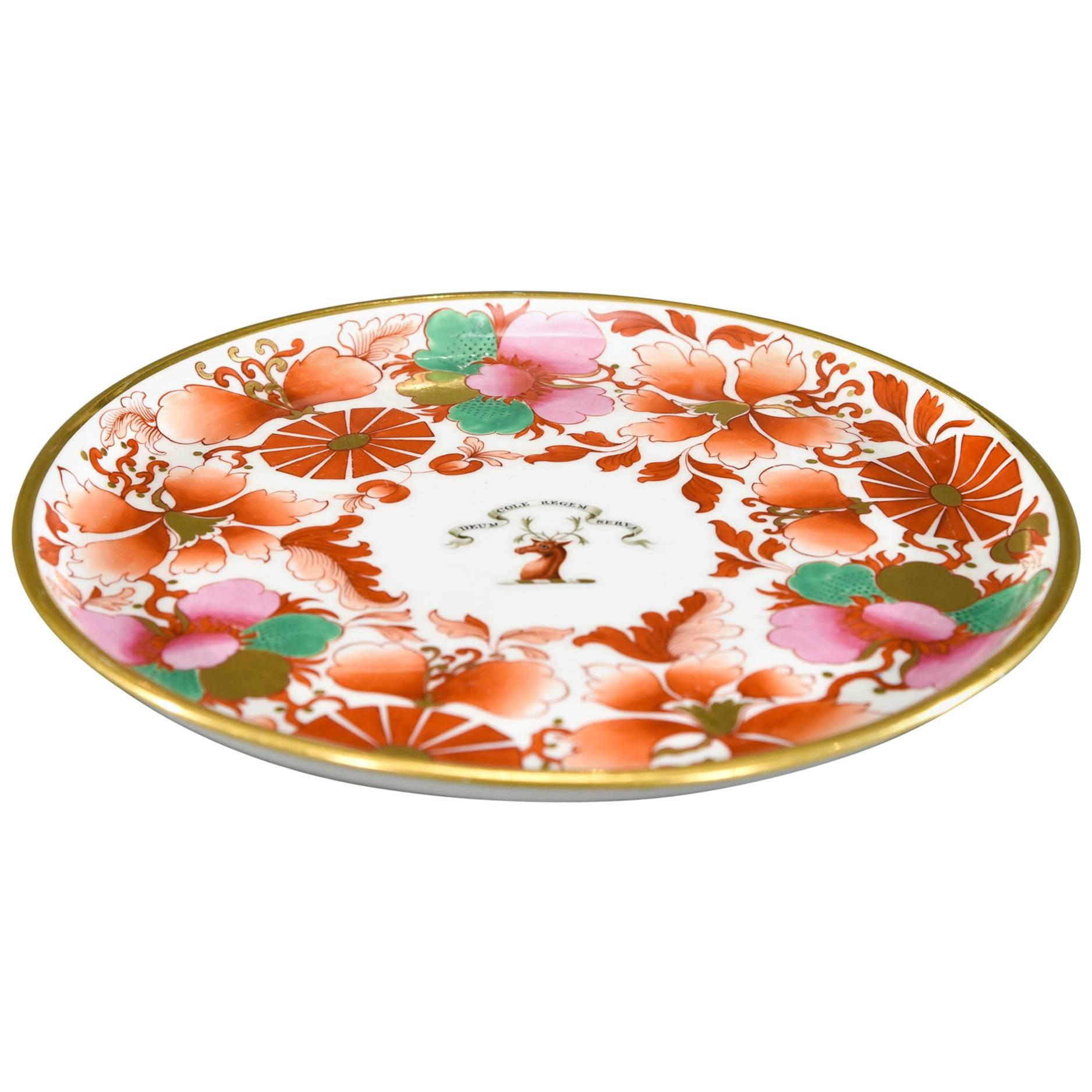 Worcester Barr, Flight & Barr Imari Pink and Green Footed Cake Plate with Deer For Sale