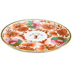 Worcester Barr, Flight & Barr Imari Pink and Green Footed Cake Plate with Deer