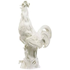 Antique Large 18th Century Blanc de Chine Porcelain Meissen Model of Padua Rooster
