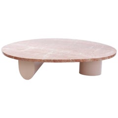 Isla Coffee or Cocktail Table, Rojo Alicante Marble and Lacquered Wood