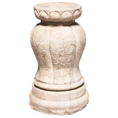 Chinese Floral Marble Pedestal