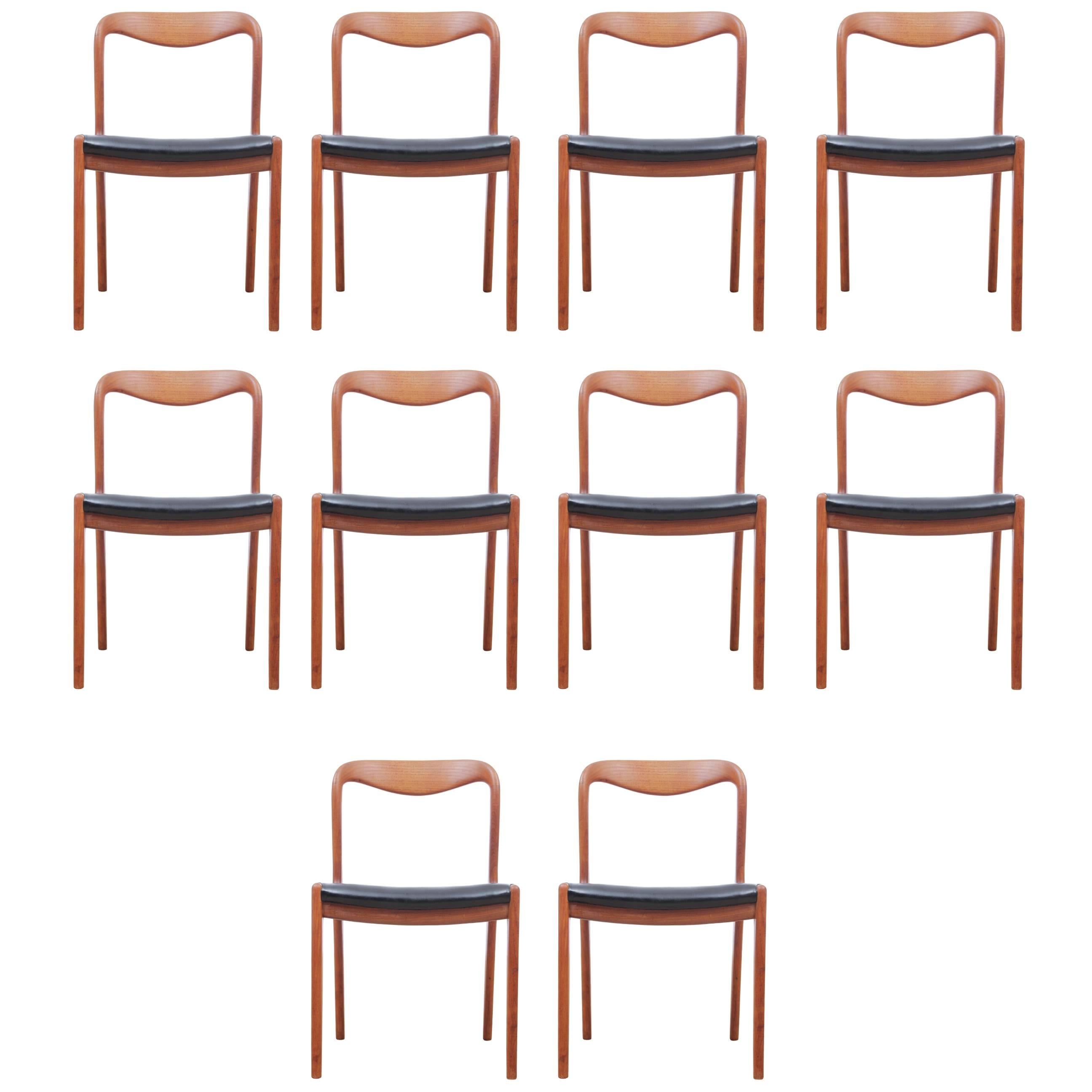 Mid-Century Modern Scandinavian Set of Ten Chairs in Teak