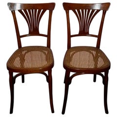 Pair of Early Kohn&Kohn Thonet Chairs Stamp Slip Fine Patina Wonderful Condition