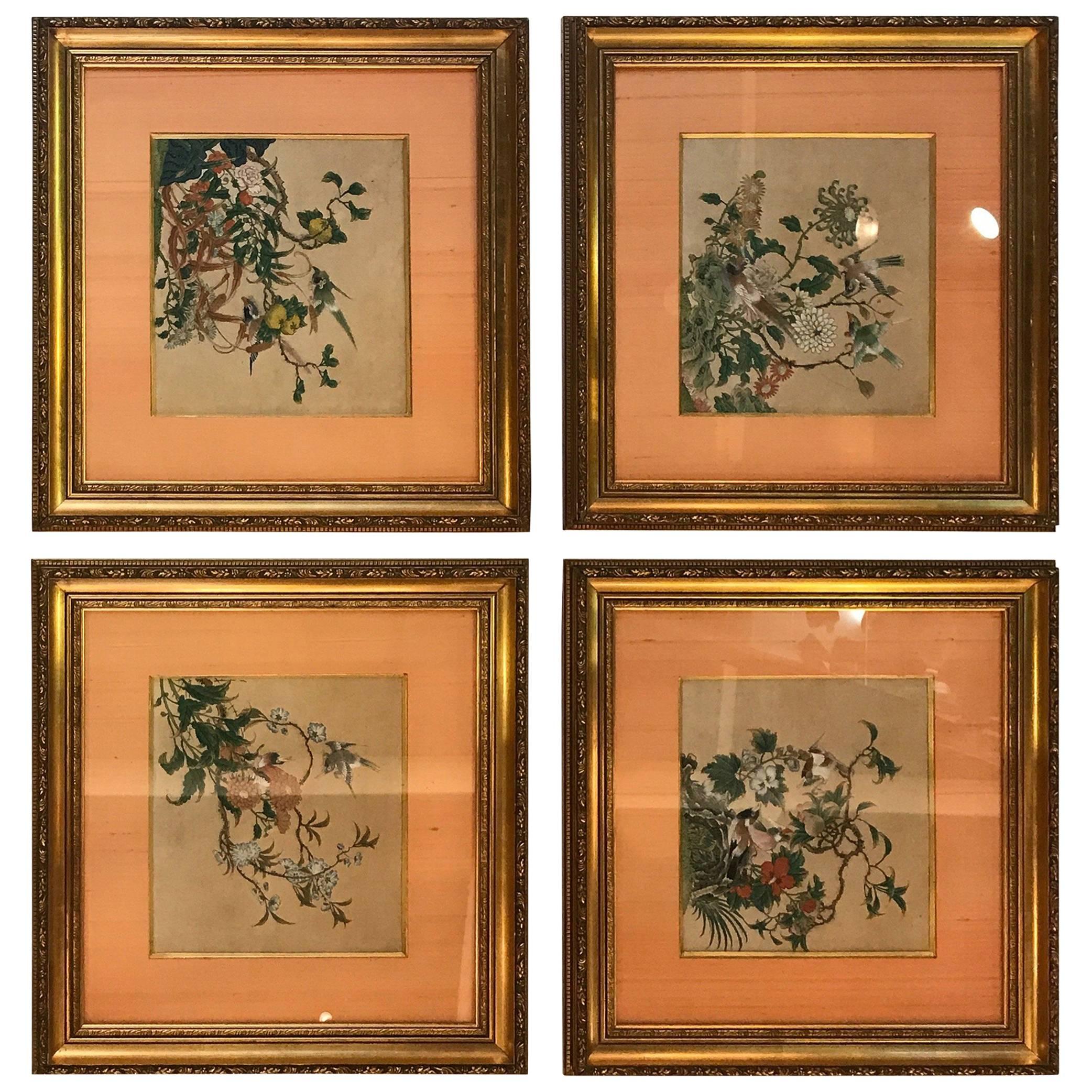 Set of Four Antique Chinese Watercolors, circa 1800