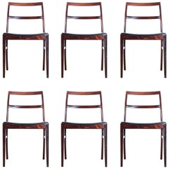 Mid-Century Modern Scandinavian Set of Six Chairs by Arne Vodder Model 430